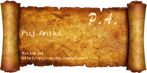 Puj Anikó névjegykártya